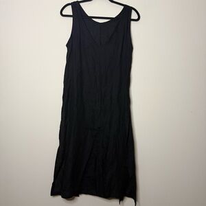 GO LIGHTLY Made in USA 100% Linen Lagenlook Split Side Minimalist Tank Dress